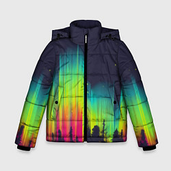 Куртка зимняя для мальчика Северное сияние, цвет: 3D-черный