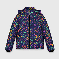 Куртка зимняя для мальчика Геометрия, цвет: 3D-черный