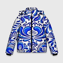 Куртка зимняя для мальчика Роспись гжель, цвет: 3D-черный