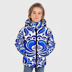 Куртка зимняя для мальчика Роспись гжель, цвет: 3D-черный — фото 2