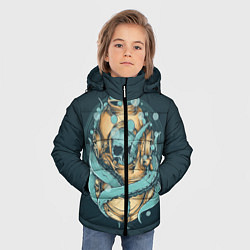 Куртка зимняя для мальчика Осьминог в акваланге, цвет: 3D-черный — фото 2