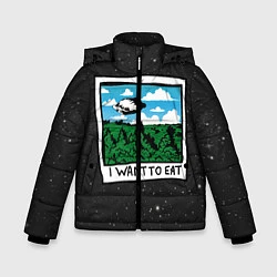 Куртка зимняя для мальчика I want to eat, цвет: 3D-черный