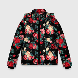Куртка зимняя для мальчика Кустовые розы, цвет: 3D-светло-серый