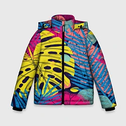 Куртка зимняя для мальчика Тропическая мода, цвет: 3D-черный