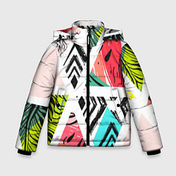 Куртка зимняя для мальчика Тропическое ассорти, цвет: 3D-черный