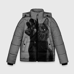 Куртка зимняя для мальчика Черный котик, цвет: 3D-черный