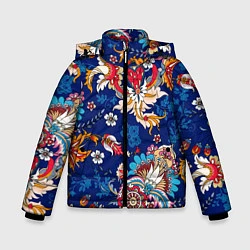 Куртка зимняя для мальчика Экзотический орнамент, цвет: 3D-черный