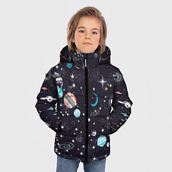 Куртка зимняя для мальчика Загадочный космос, цвет: 3D-черный — фото 2