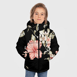 Куртка зимняя для мальчика Красивые Цветочки, цвет: 3D-черный — фото 2