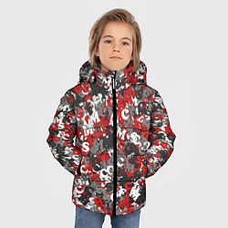Куртка зимняя для мальчика Камуфляж с буквами F C S M, цвет: 3D-красный — фото 2