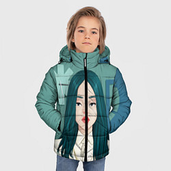 Куртка зимняя для мальчика Billie Eilish: Turquoise Hair, цвет: 3D-черный — фото 2