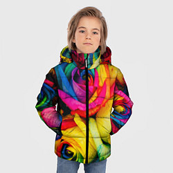 Куртка зимняя для мальчика Разноцветные розы, цвет: 3D-черный — фото 2