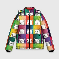 Куртка зимняя для мальчика Woman Yelling at Cat, цвет: 3D-черный