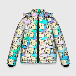 Куртка зимняя для мальчика Woman yelling at cat, цвет: 3D-светло-серый