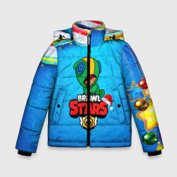 Куртка зимняя для мальчика Brawl Stars новогодний LEON, цвет: 3D-черный