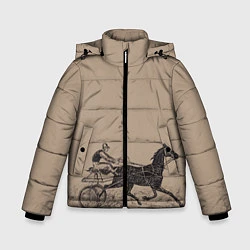 Куртка зимняя для мальчика Лошадь с колесницей, цвет: 3D-черный