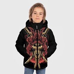 Куртка зимняя для мальчика Череп Самурая, цвет: 3D-черный — фото 2