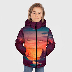 Куртка зимняя для мальчика Minimal forest sunset, цвет: 3D-черный — фото 2