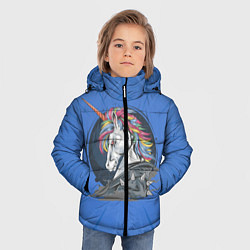 Куртка зимняя для мальчика Единорог Rock, цвет: 3D-черный — фото 2
