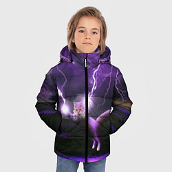Куртка зимняя для мальчика Кот и Молнии, цвет: 3D-светло-серый — фото 2