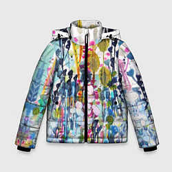 Куртка зимняя для мальчика Watercolor Flowers, цвет: 3D-черный