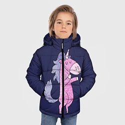 Куртка зимняя для мальчика Единорог на задних лапах, цвет: 3D-черный — фото 2