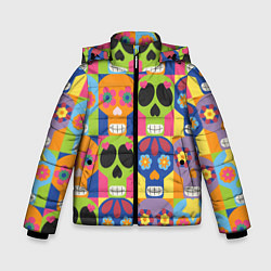 Куртка зимняя для мальчика Черепа паттерн, цвет: 3D-светло-серый