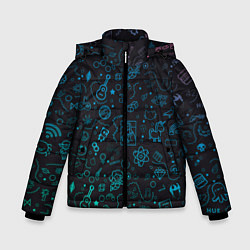 Куртка зимняя для мальчика Смайлы, цвет: 3D-черный