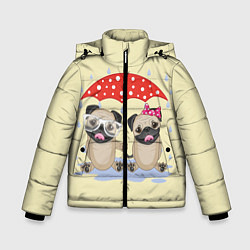 Куртка зимняя для мальчика Влюбленные мопсы, цвет: 3D-черный