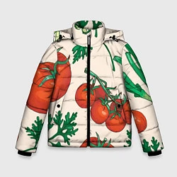 Куртка зимняя для мальчика Летние овощи, цвет: 3D-красный