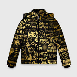 Куртка зимняя для мальчика ЛОГОТИПЫ РОК ГРУПП GOLD, цвет: 3D-черный