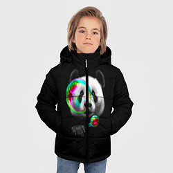 Куртка зимняя для мальчика Панда и мыльный пузырь, цвет: 3D-черный — фото 2