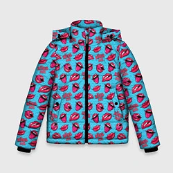 Куртка зимняя для мальчика Губы Поп-арт, цвет: 3D-черный