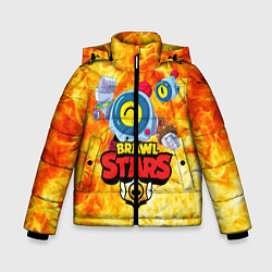 Куртка зимняя для мальчика BRAWL STARS НАНИ ОГОНЬ, цвет: 3D-черный