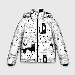 Куртка зимняя для мальчика Котики, цвет: 3D-черный