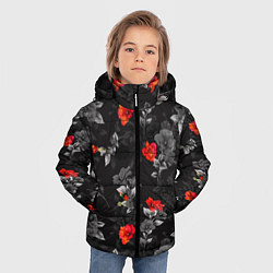 Куртка зимняя для мальчика Красные цветы, цвет: 3D-светло-серый — фото 2