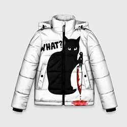 Куртка зимняя для мальчика What Cat, цвет: 3D-черный