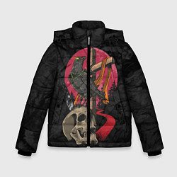 Куртка зимняя для мальчика Ворона и череп, цвет: 3D-черный