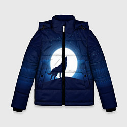 Куртка зимняя для мальчика Воющий на луну, цвет: 3D-черный