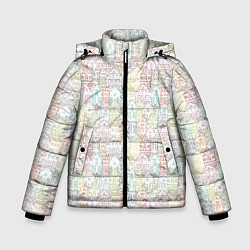 Куртка зимняя для мальчика Узор из домиков, цвет: 3D-черный
