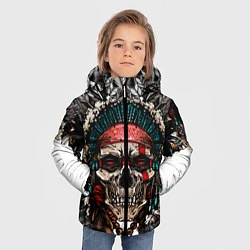 Куртка зимняя для мальчика Череп индейца, цвет: 3D-светло-серый — фото 2