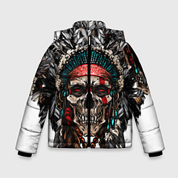 Куртка зимняя для мальчика Череп индейца, цвет: 3D-черный