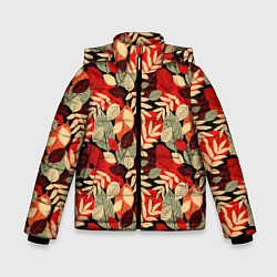 Куртка зимняя для мальчика Осенние листья, цвет: 3D-светло-серый