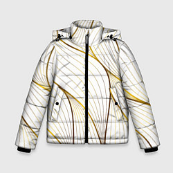 Куртка зимняя для мальчика Белые лепестки, цвет: 3D-черный