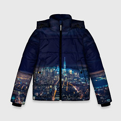 Куртка зимняя для мальчика Ночной город, цвет: 3D-черный