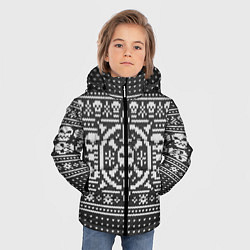 Куртка зимняя для мальчика Свитер с черепами, цвет: 3D-черный — фото 2