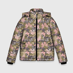 Куртка зимняя для мальчика Камуфляж с бабочками, цвет: 3D-черный