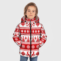 Куртка зимняя для мальчика Новый Год Олени и снежинки, цвет: 3D-красный — фото 2