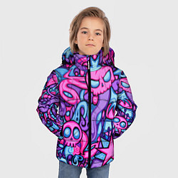 Куртка зимняя для мальчика Граффити монстры, цвет: 3D-черный — фото 2