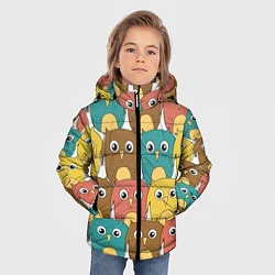Куртка зимняя для мальчика Разноцветные совы, цвет: 3D-черный — фото 2